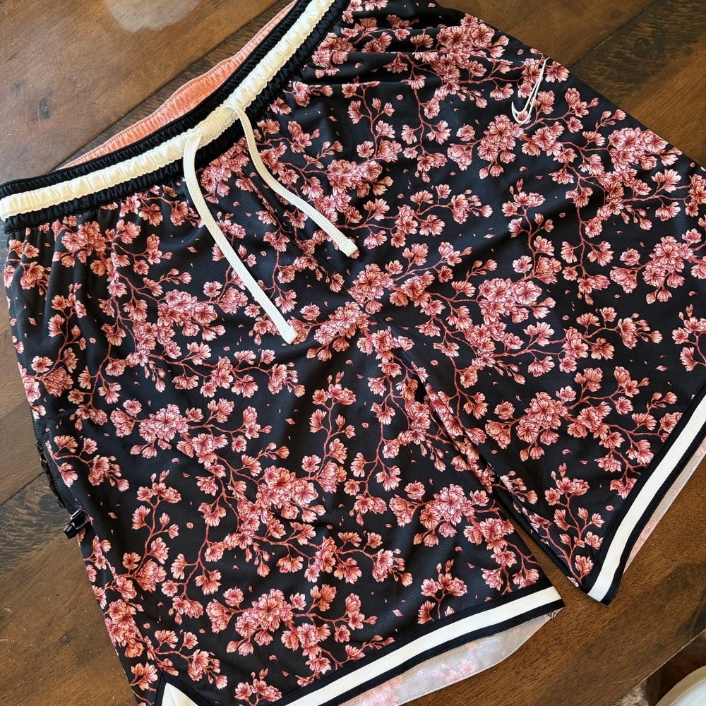 Nike Shorts Mens 3XL Black Floral Dri-FIT Basketball Performance Mesh 9 Inseam